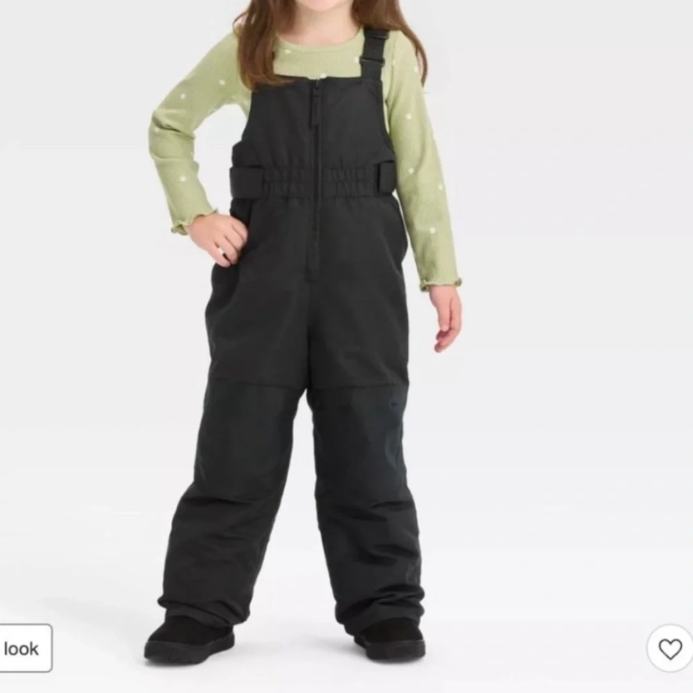 Cat & Jack Heavyweight Snow Bibs Overalls Black Zipper Gaiters Size 2T Unisex
